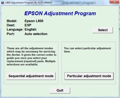 Adjustment program Epson L800